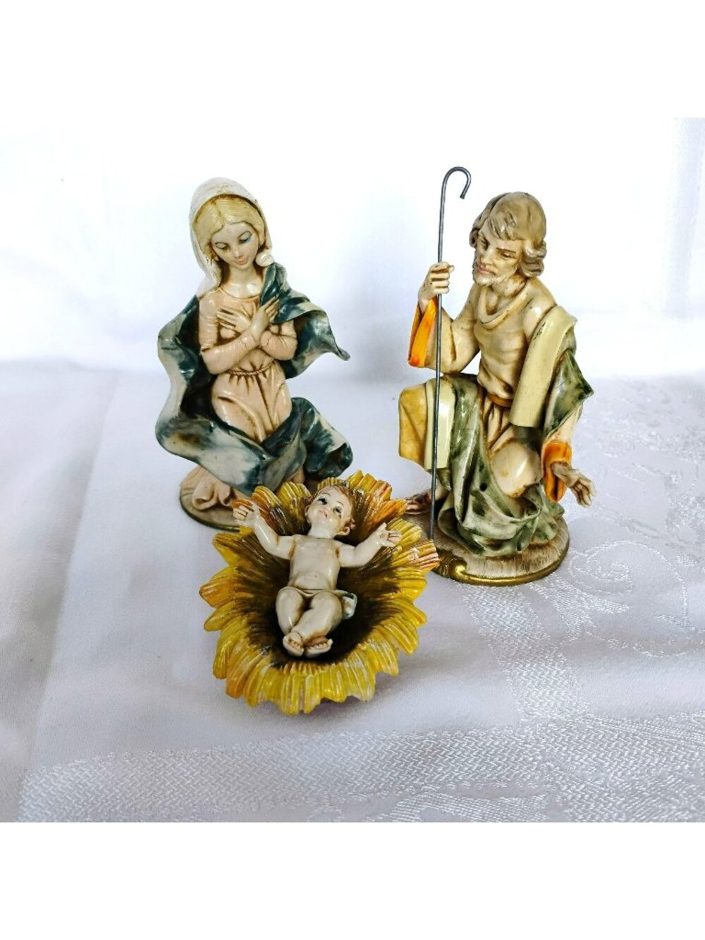 Vintage Fontanini Nativity Set 3 Piece Holy Family Depose Italy 602 Spider Mark